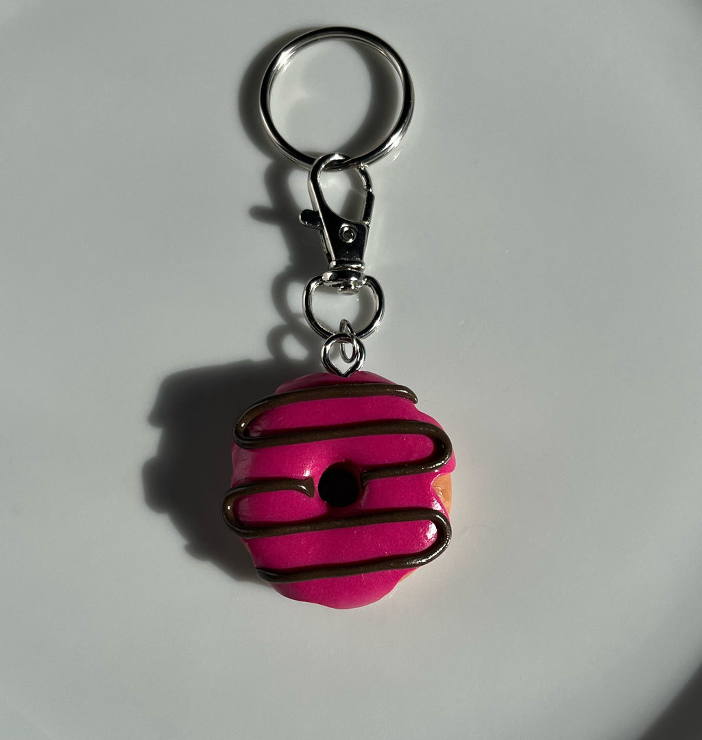 Porte-clés donut framboise choco