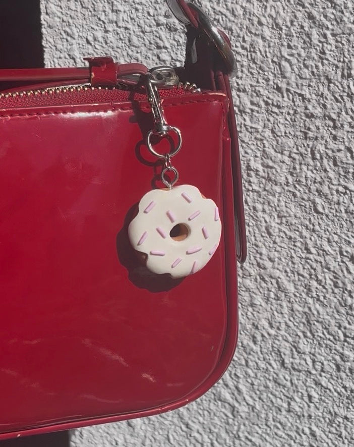 Porte-clés donut vanille fraise