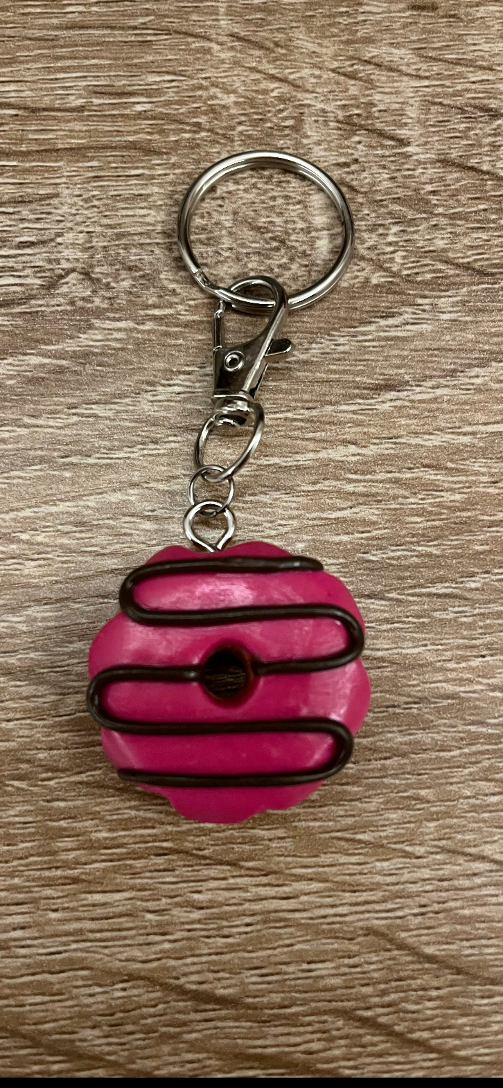 Porte-clés donut framboise choco